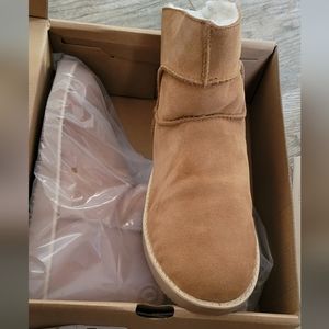 Aussie Merino Phillipa Suede Shearling Low Boots Chestnut NEW Women's Size 10